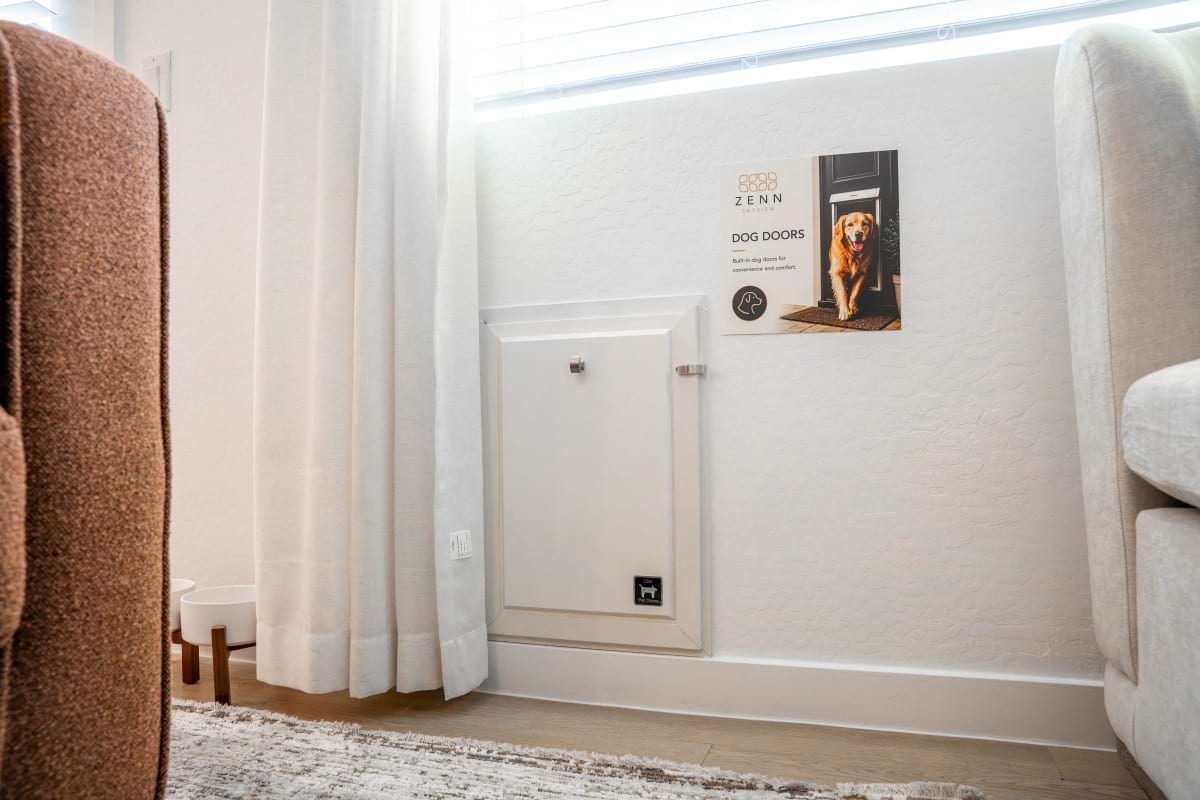 Built-in dog door leading to a private yard