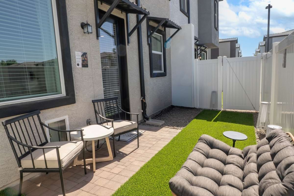 Private fenced yard at a Zenn Skyview townhome