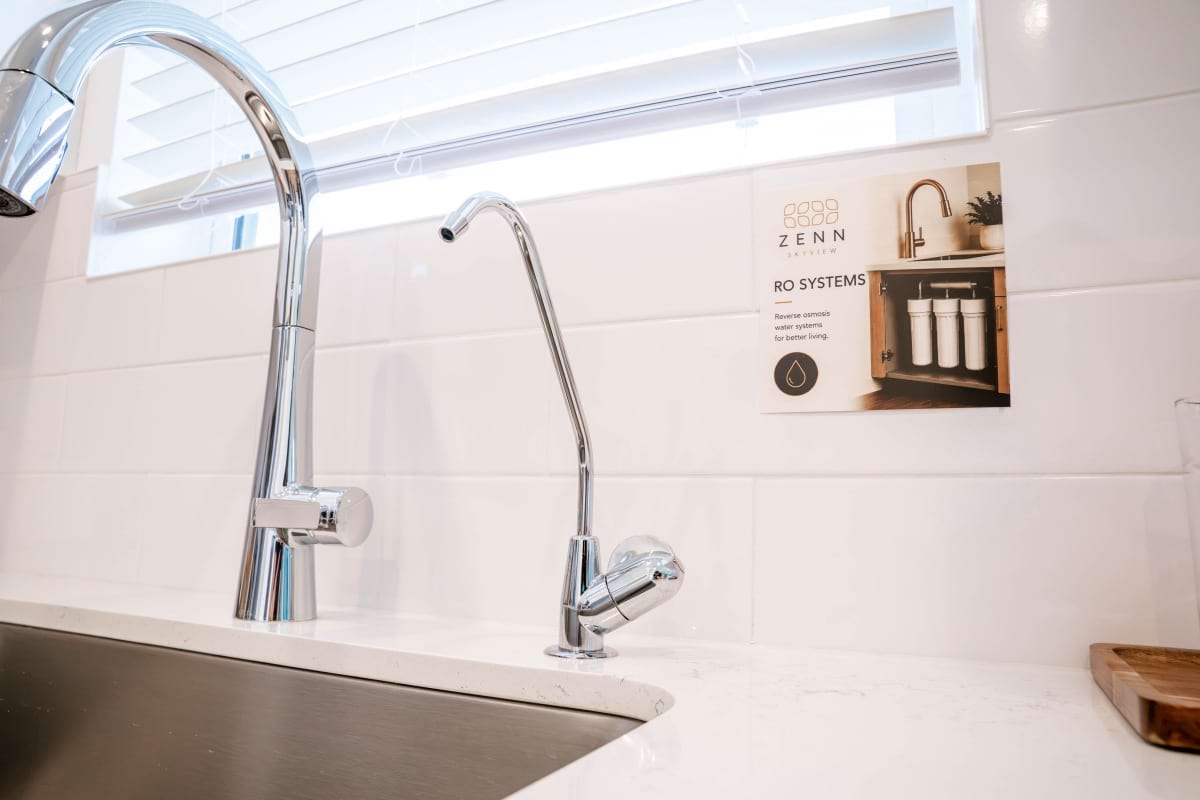 Reverse osmosis water system inside a townhome