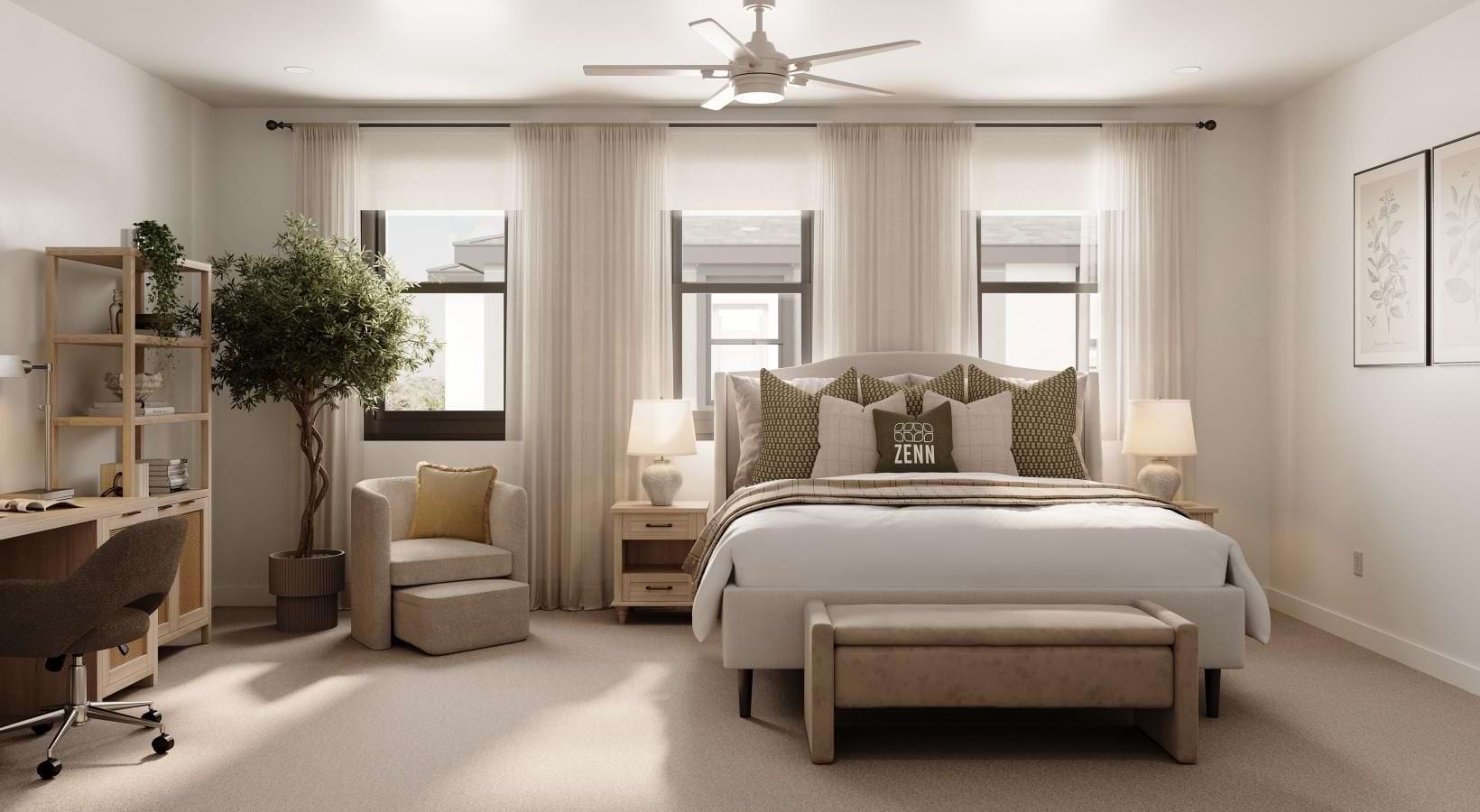 Bedroom with a bed and chair
